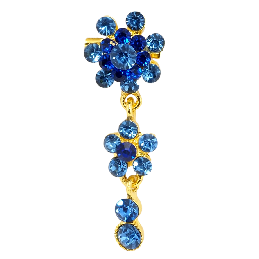 Брошка Квіткова підвіска із синіх страз фото №1