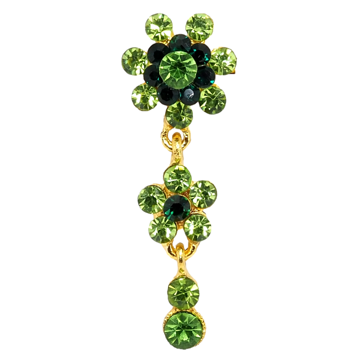 Брошка Квіткова підвіска із зелених страз фото №6