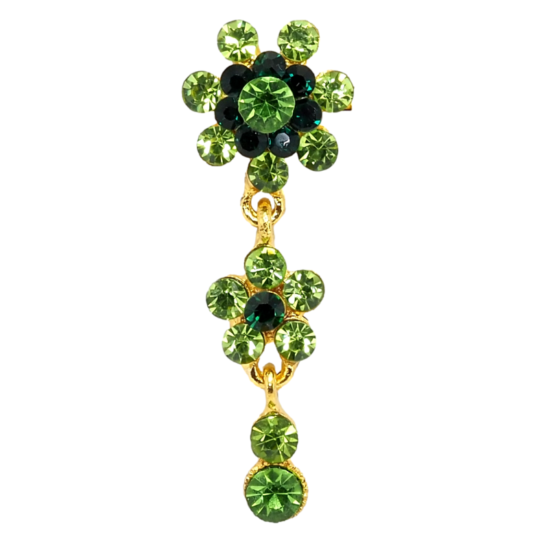 Брошь Цветочная подвеска из зеленых страз фото №1