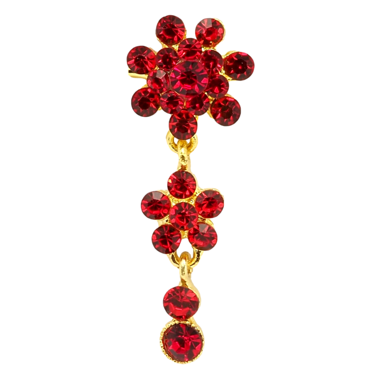 Брошка Квіткова підвіска з червоних страз фото №15