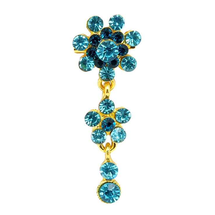 Брошка Квіткова підвіска з бірюзових страз фото №2
