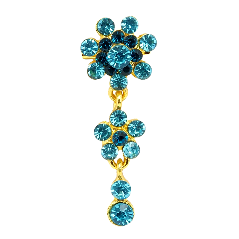 Брошь Цветочная подвеска из бирюзовых страз фото №1
