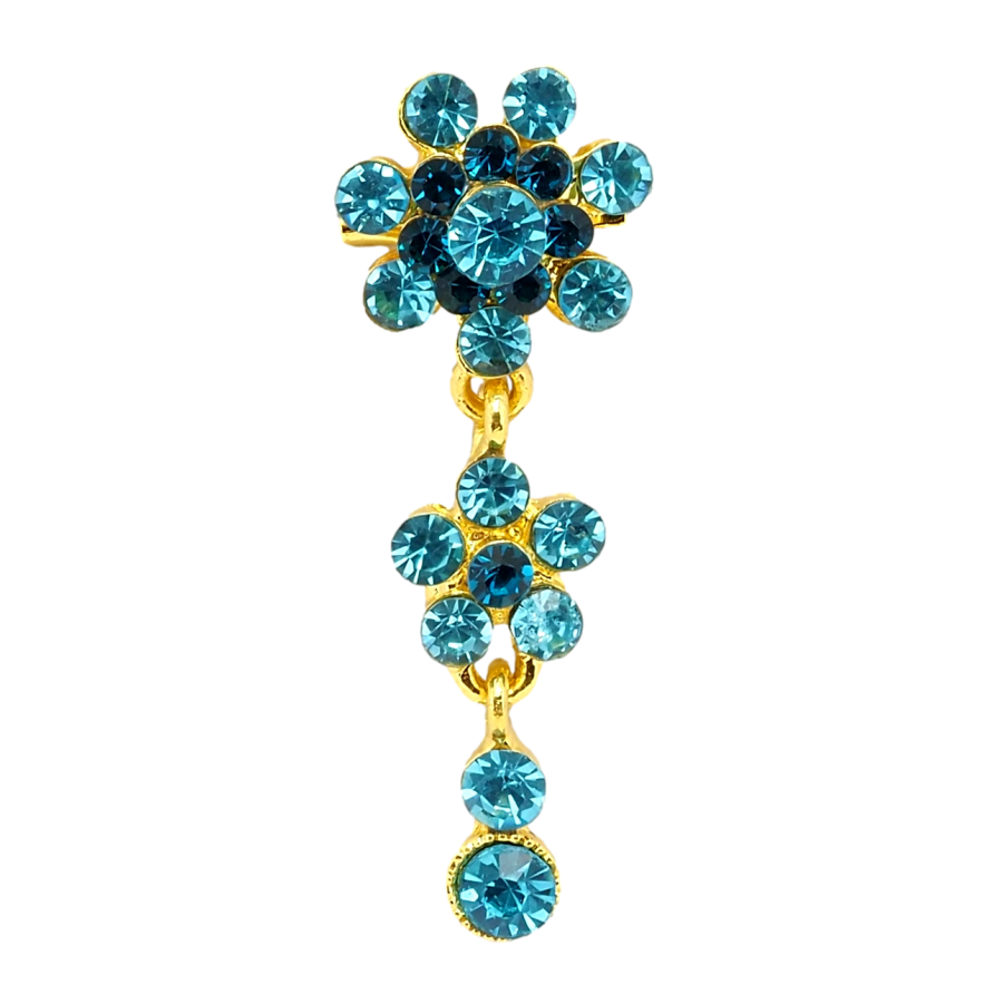 Брошка Квіткова підвіска з бірюзових страз фото №1