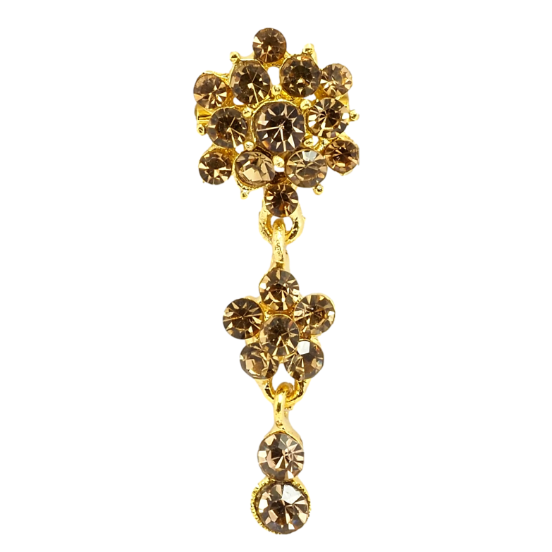 Брошка Квіткова підвіска з коричневих страз фото №1