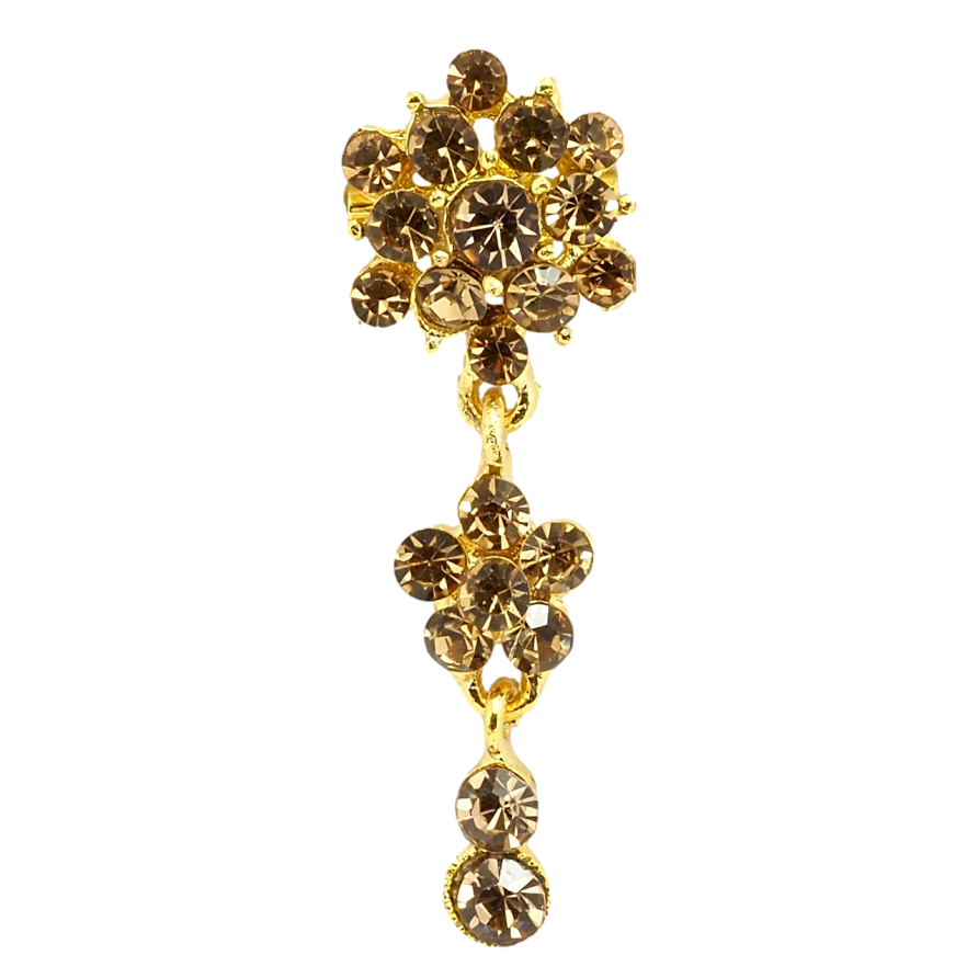 Брошка Квіткова підвіска з коричневих страз фото №1