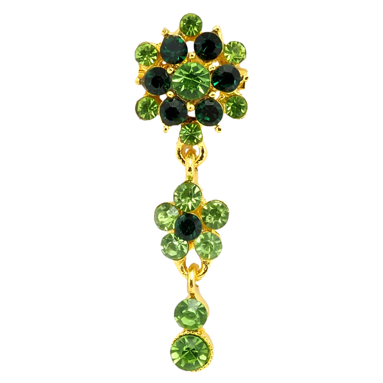 Брошь Цветочная подвеска из зеленых страз фото №22