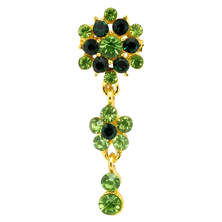 Брошка Квіткова підвіска із зелених страз фото №1