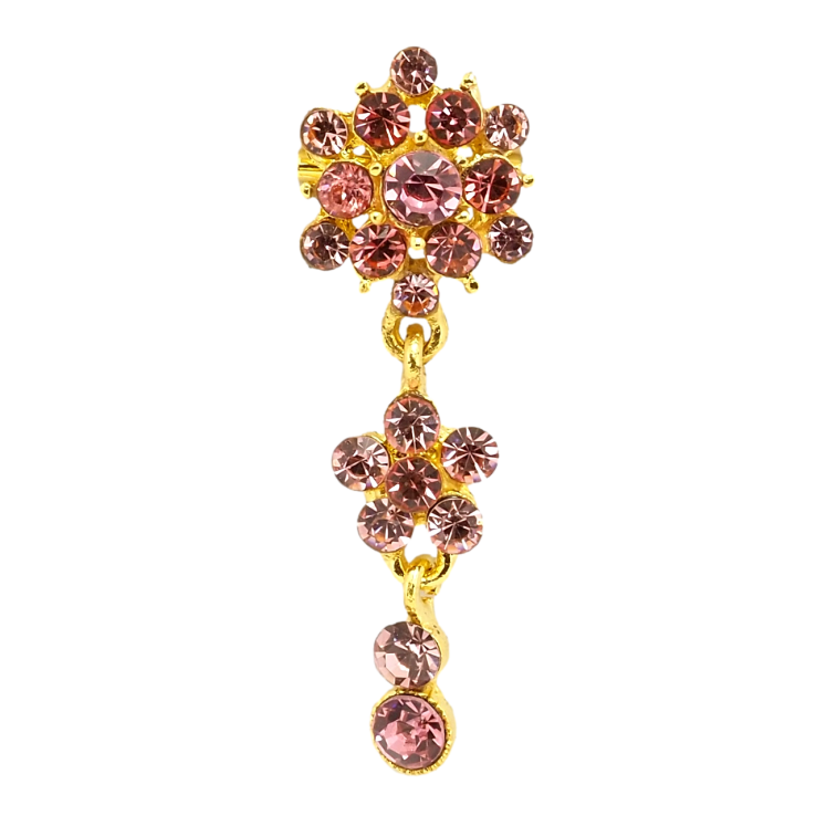 Брошка Квіткова підвіска з рожевих страз фото №17