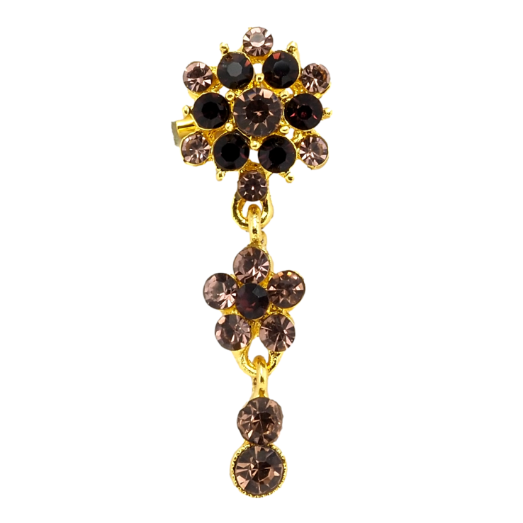 Брошка Квіткова підвіска з бордових страз фото №23