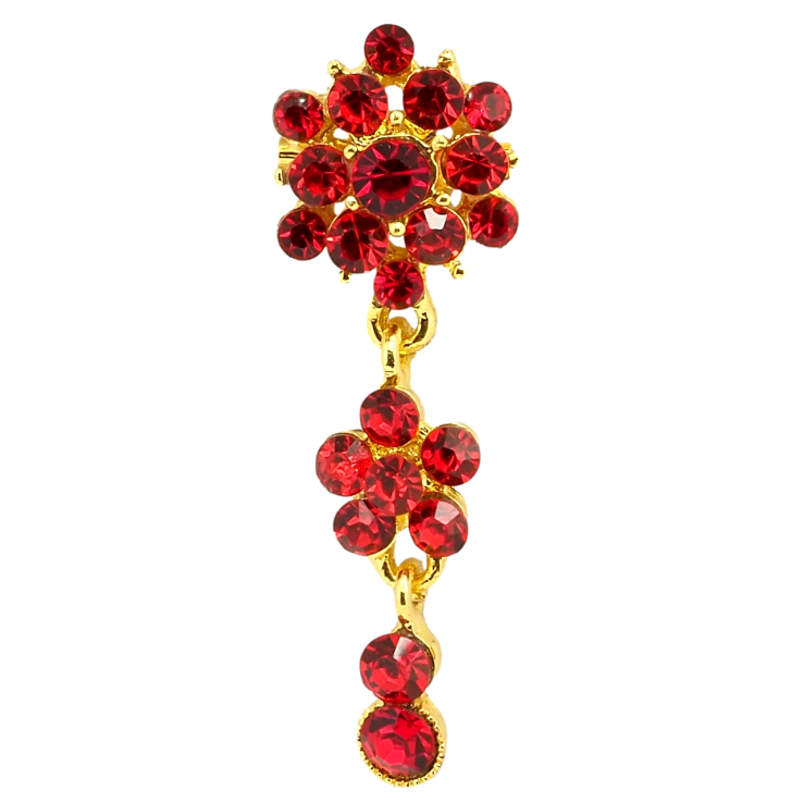 Брошка Квіткова підвіска з червоних страз фото №2