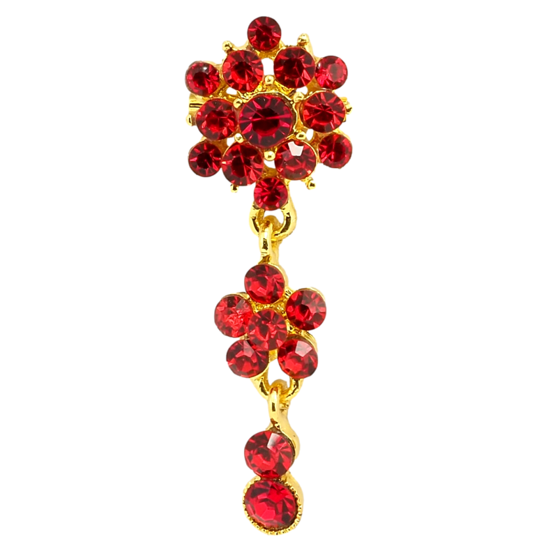 Брошь Цветочная подвеска из красных страз фото №1