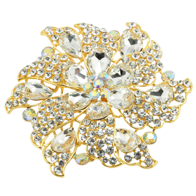 Брошь Большой цветок со стразами фото №1