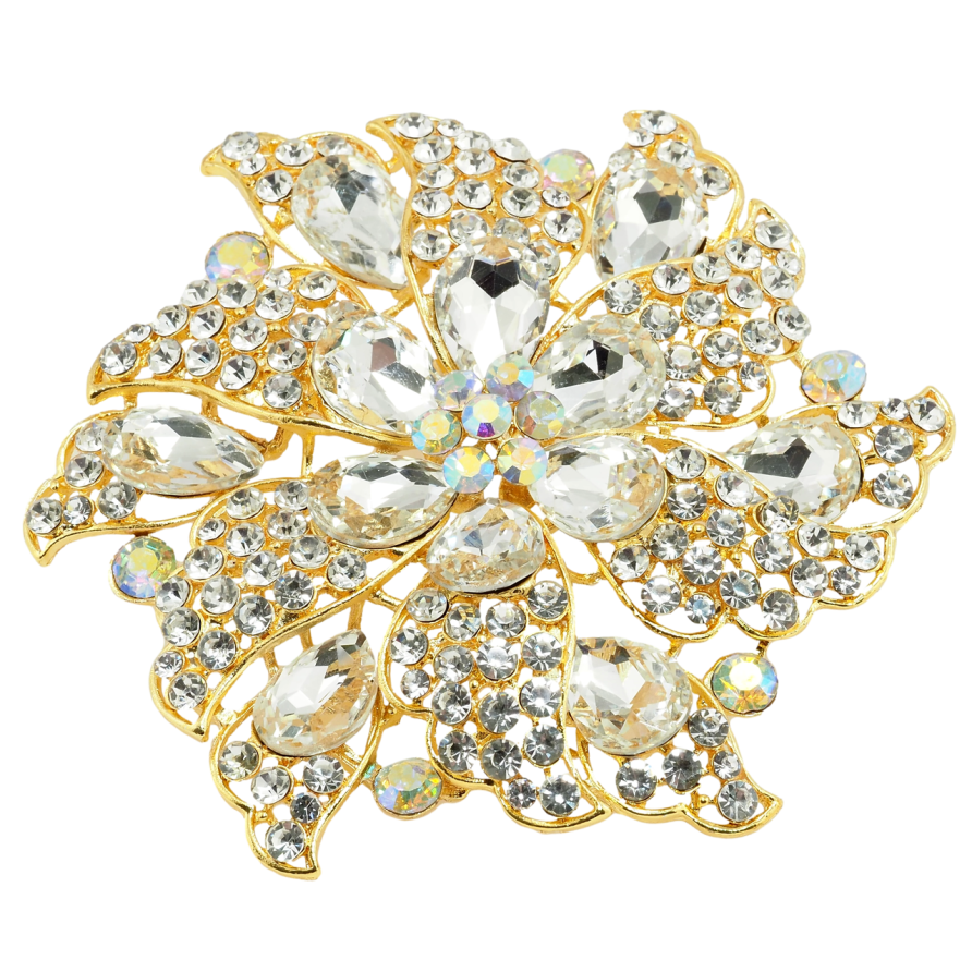 Брошка Велика квітка зі стразами фото №1