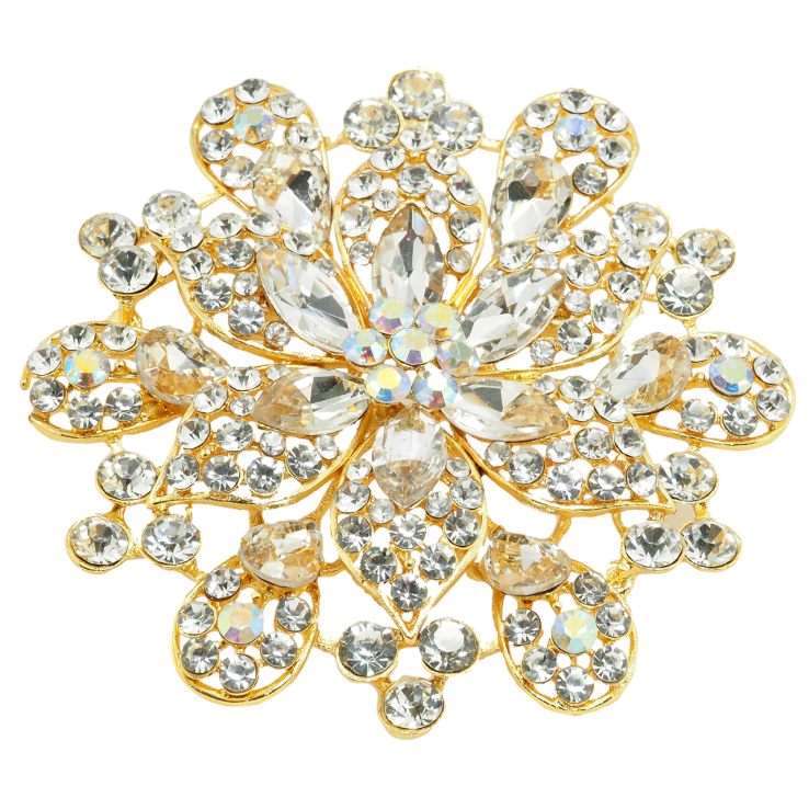 Брошь Большой цветок со стразами фото №19