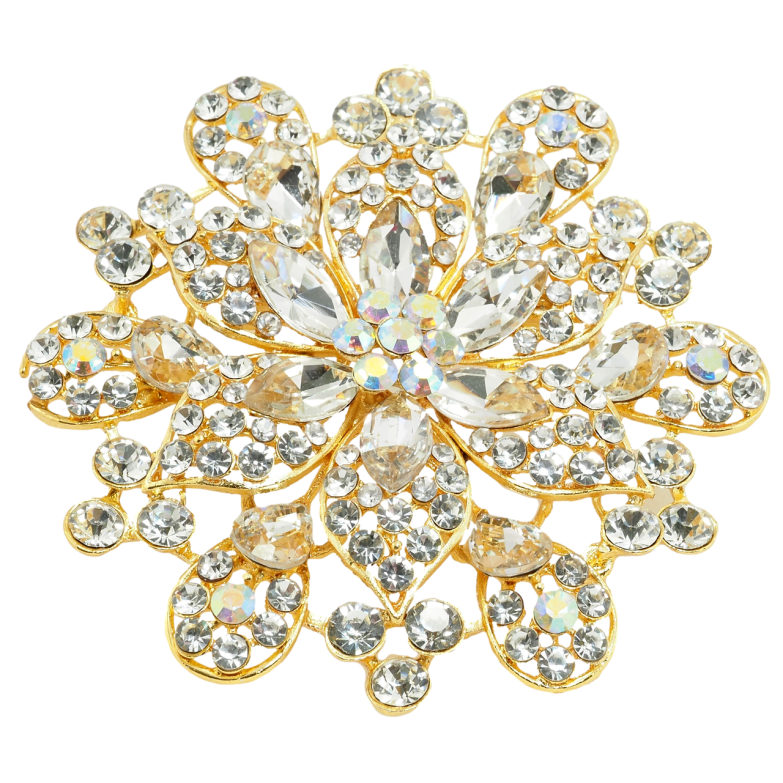 Брошь Большой цветок со стразами фото №3