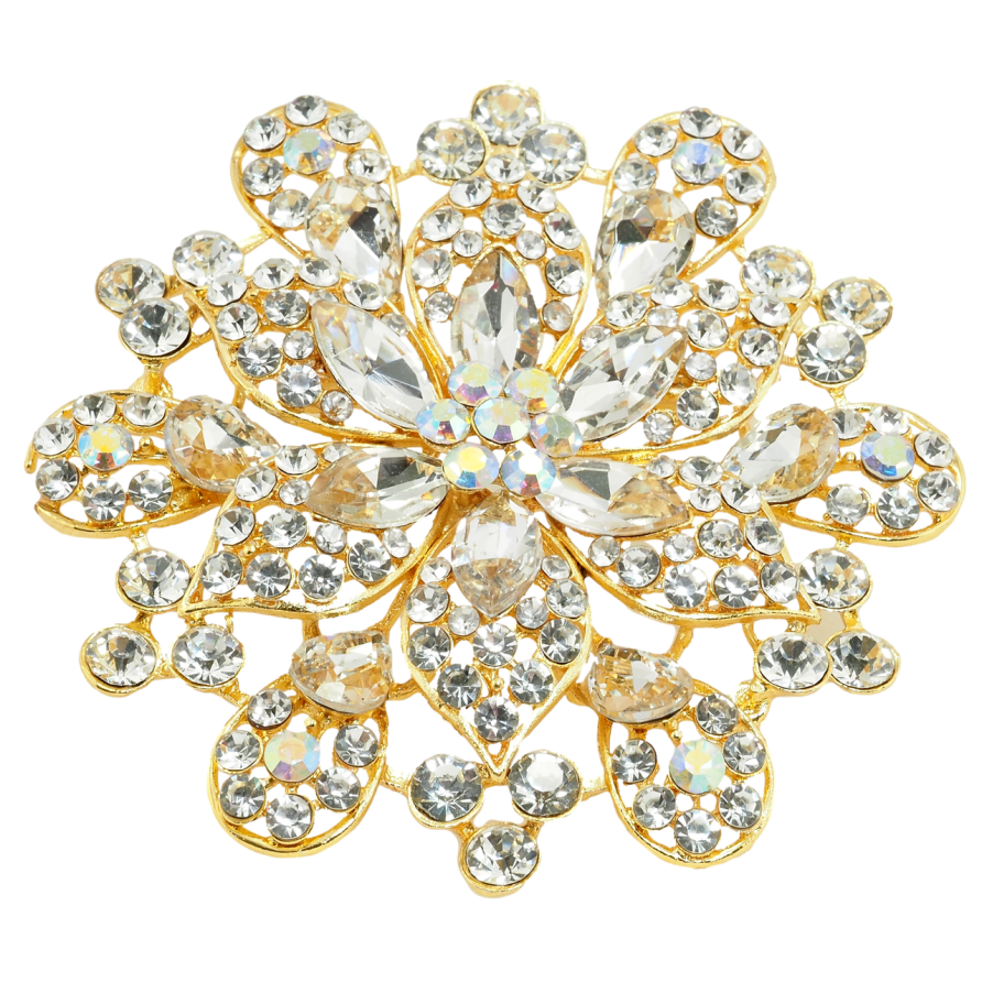Брошка Велика квітка зі стразами фото №1