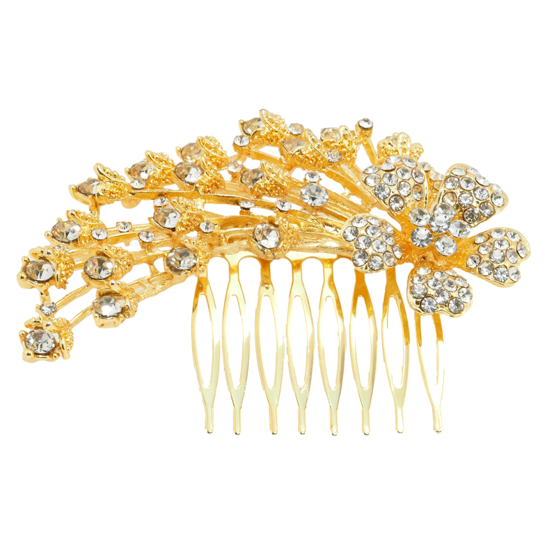 Гребінець металевий Квіткова гілочка зі стразами фото №5 Гребінець металевий Квіткова гілочка зі стразами фото №5