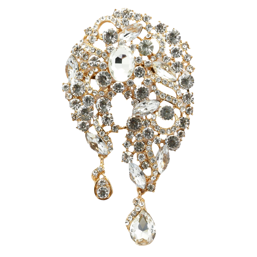 Брошка Квіткова композиція з білих страз фото №1