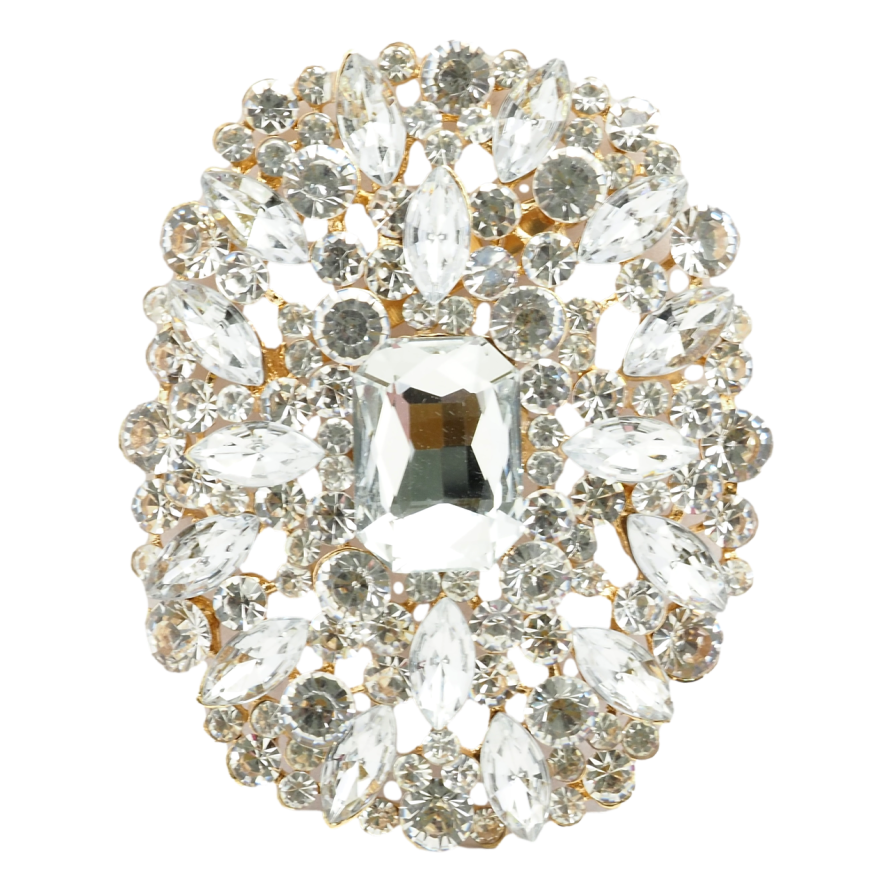 Брошь Круглая из белых страз фото №1