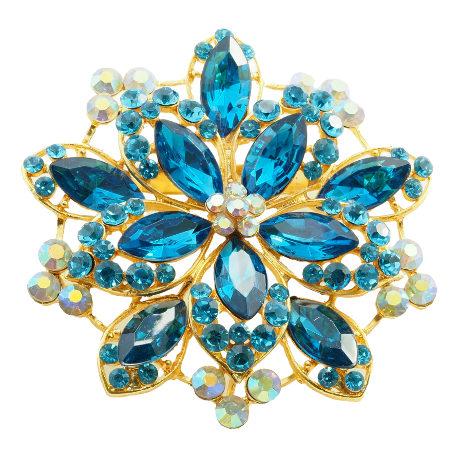 Брошь-кулон  Цветок с голубыми стразами фото №1