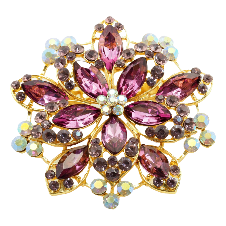 Брошь-кулон  Цветок с фиолетовыми стразами фото №7