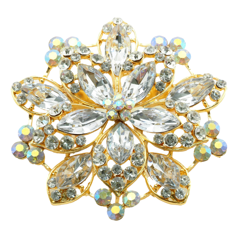 Брошь-кулон Квітка з білими стразами фото №8