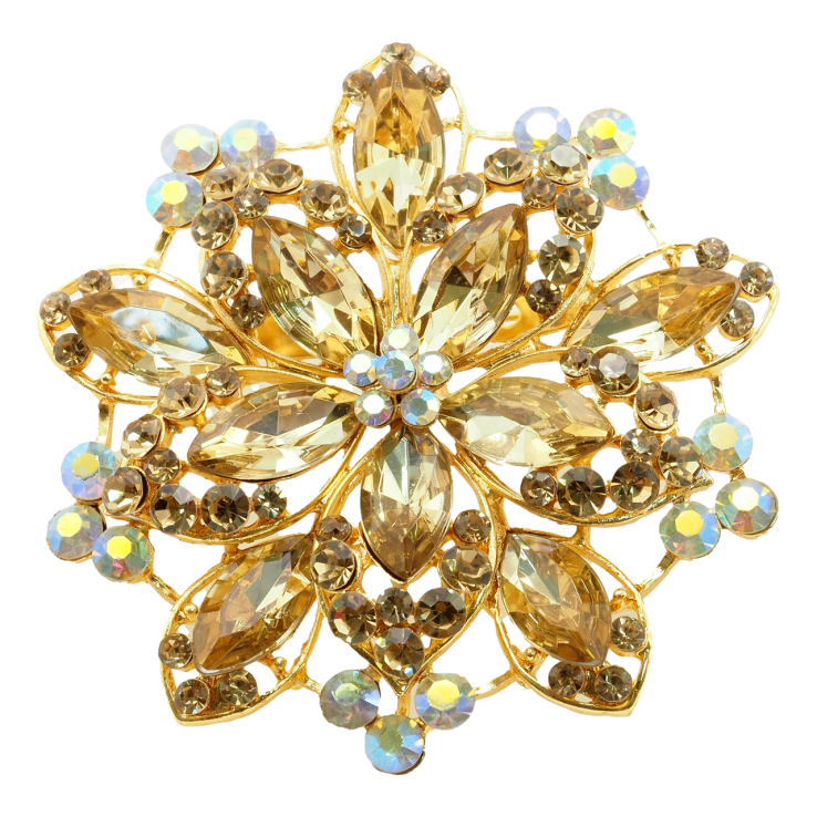 Брошь-кулон  Цветок с коричневыми стразами фото №4