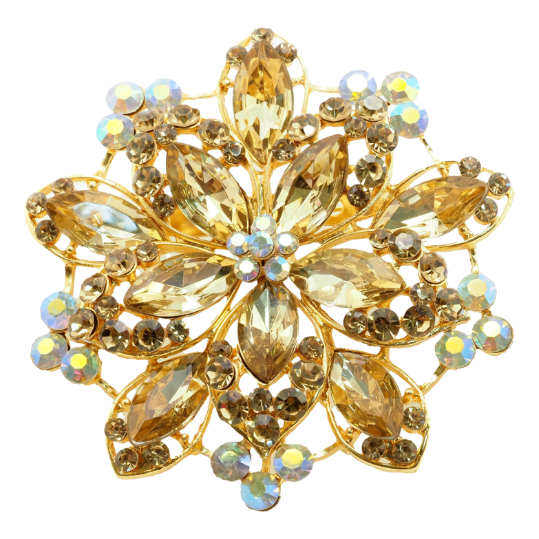 Брошь-кулон  Цветок с коричневыми стразами фото №5