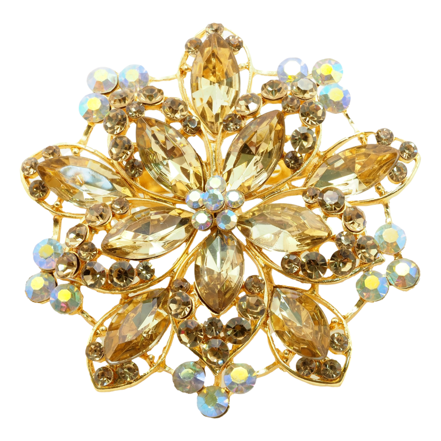 Брошь-кулон  Цветок с коричневыми стразами фото №1