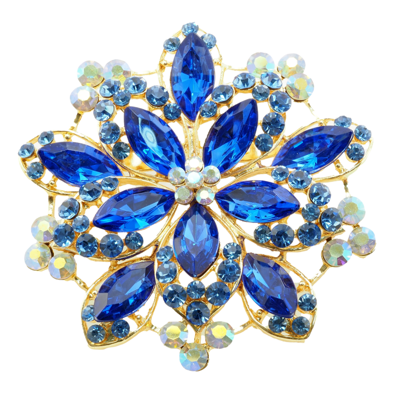 Брошь-кулон Квітка з синіми стразами фото №1