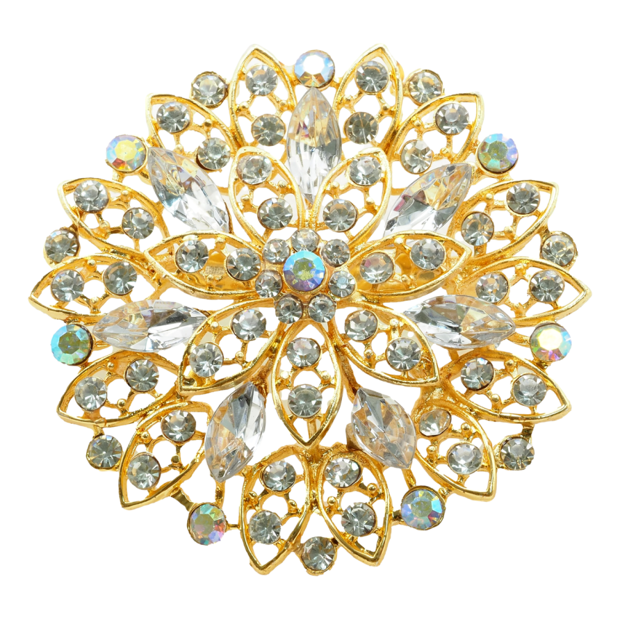 Брошка Квітка з білими стразами фото №1