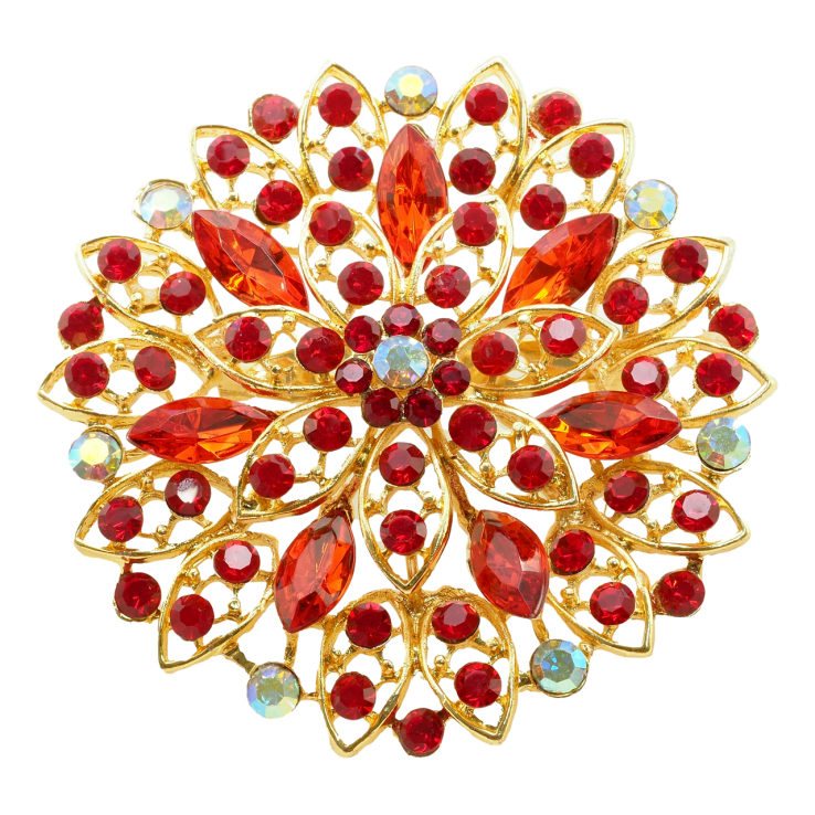 Брошь Цветок с красными стразами фото №25