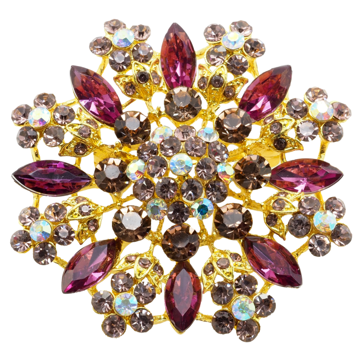 Брошка Квітка з бордовими стразами фото №6