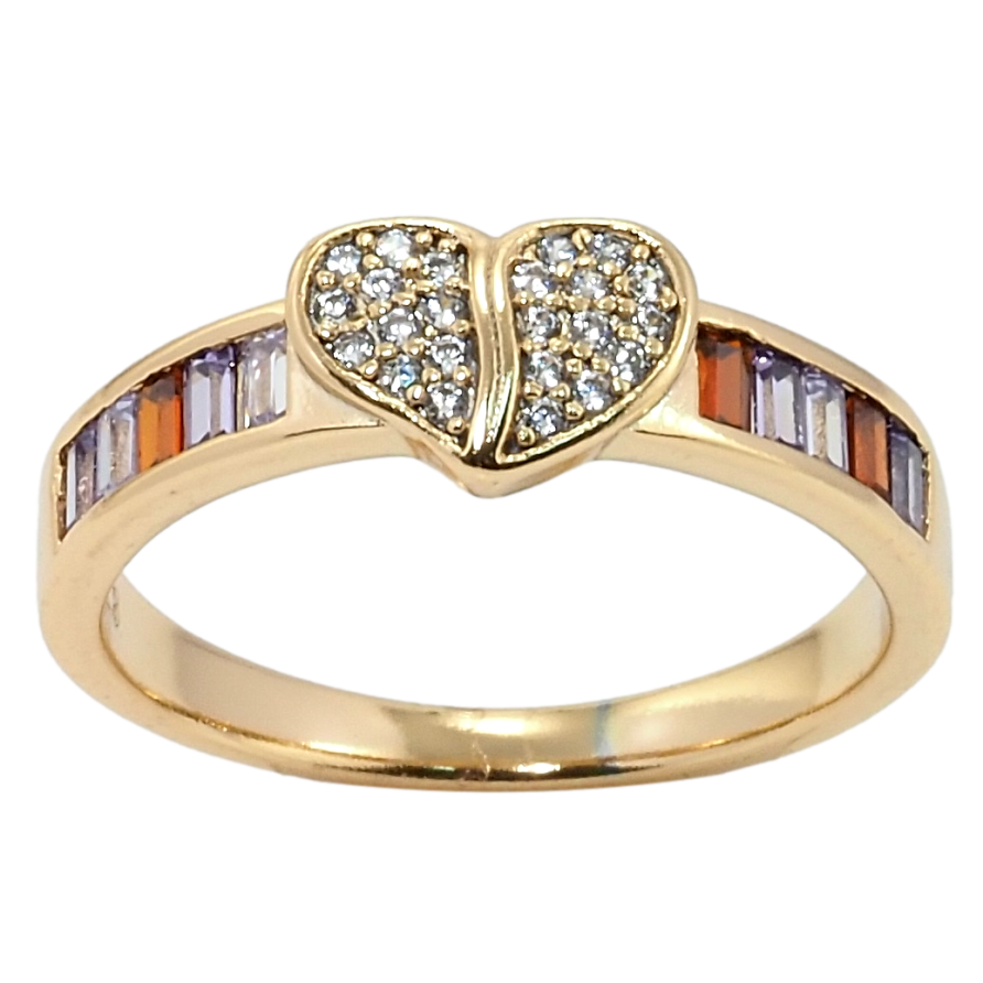 Каблучка Xuping Позолота 18K Серце з різнобарвним цирконієм фото №1 Каблучка Xuping Позолота 18K Серце з різнобарвним цирконієм фото №1