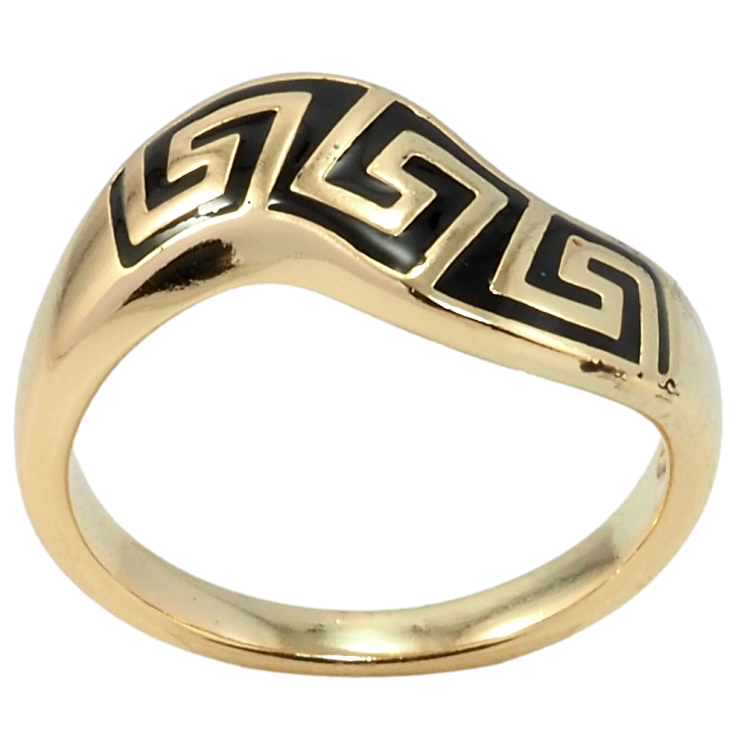 Каблучка Xuping Позолота 18K Меандровий орнамент емаллю фото №14 Каблучка Xuping Позолота 18K Меандровий орнамент емаллю фото №14