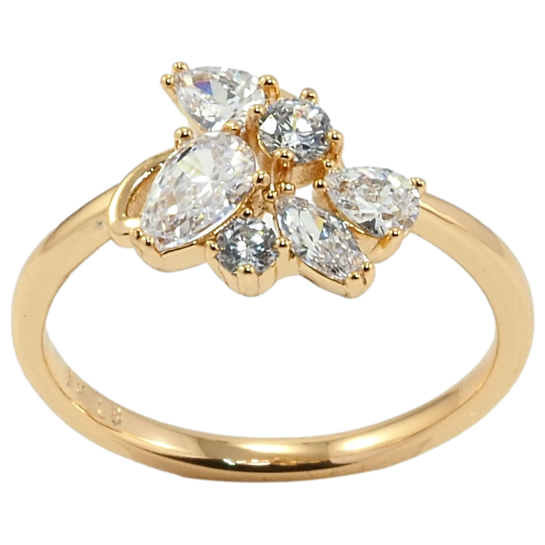 Кольцо Xuping Позолота 18K Россыпь фианитов фото №1