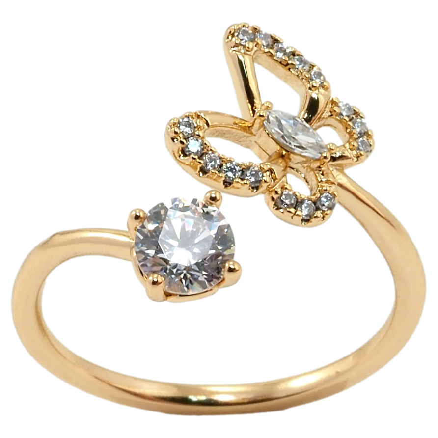 Каблучка Xuping Позолота 18K Метелик з фіанітом фото №1