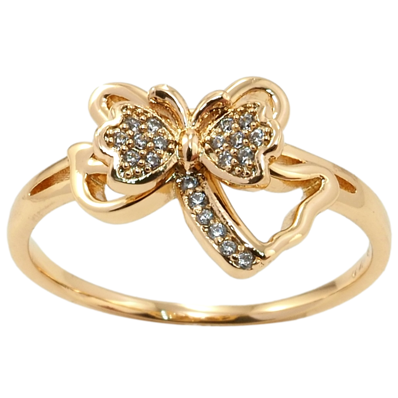 Каблучка Xuping Позолота 18K Метелик з цирконієм фото №1