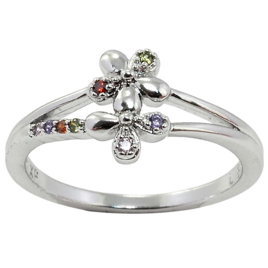 Каблучка Xuping Родій Квіточки з кольоровим цирконієм фото №1