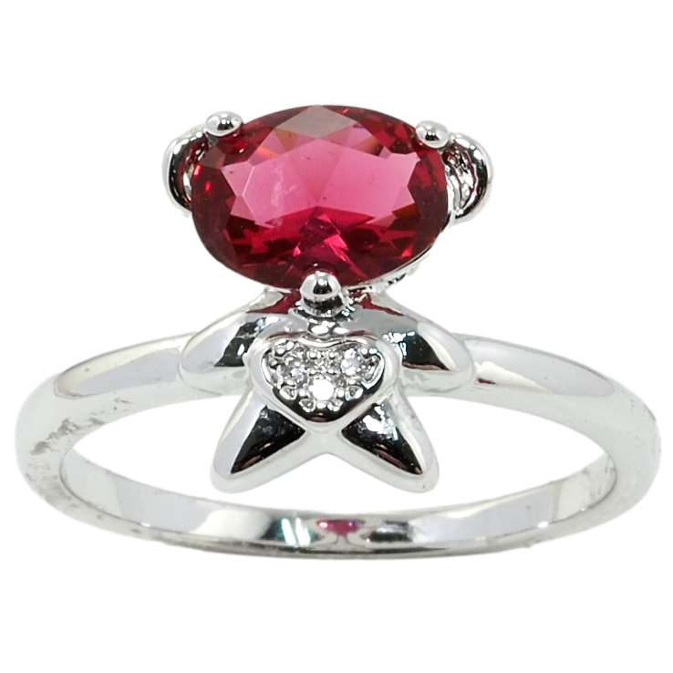 Каблучка Xuping Родій Ведмедик з червоним фіанітом фото №2