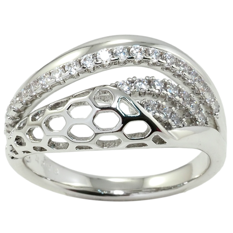 Каблучка Xuping Родій Орнамент стільника з доріжками цирконію фото №8