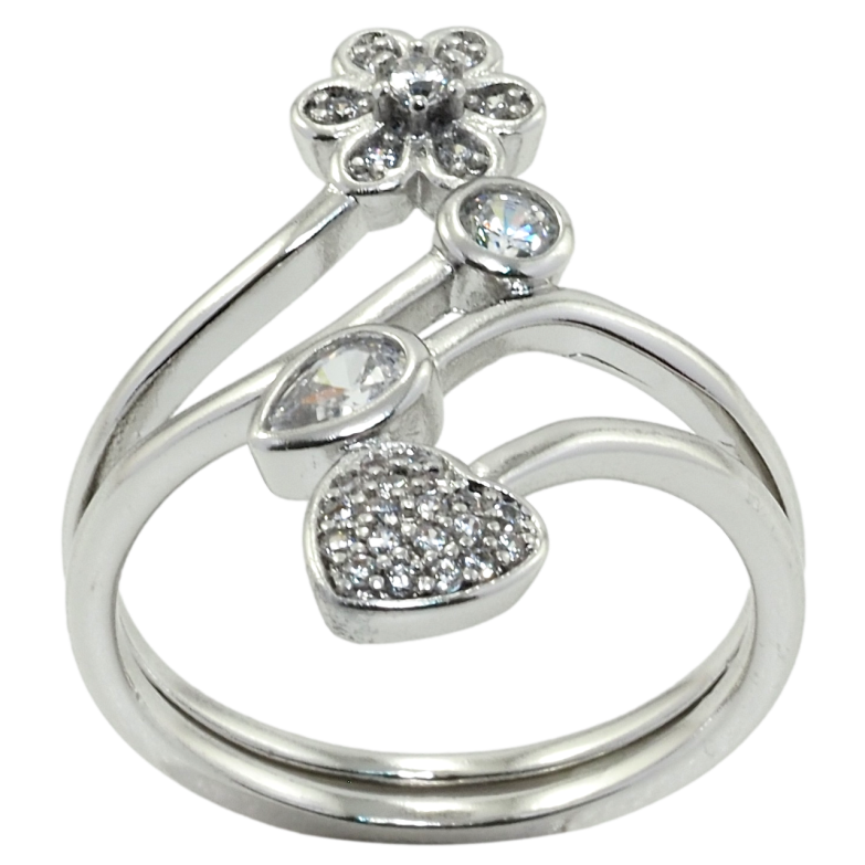 Каблучка Xuping Родій Квітка з серцем фото №1 Каблучка Xuping Родій Квітка з серцем фото №1