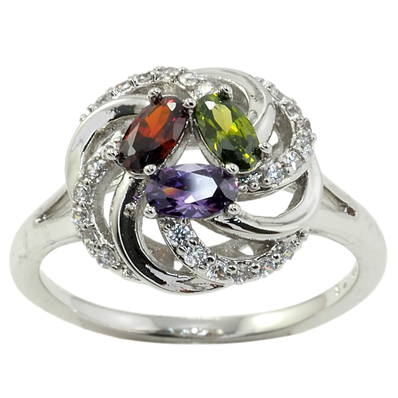 Каблучка Xuping Родій Спіральний купол з кольоровими фіанітами фото №22 Каблучка Xuping Родій Спіральний купол з кольоровими фіанітами фото №22