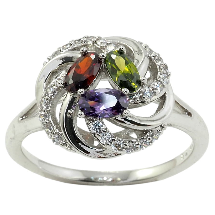 Каблучка Xuping Родій Спіральний купол з кольоровими фіанітами фото №1 Каблучка Xuping Родій Спіральний купол з кольоровими фіанітами фото №1