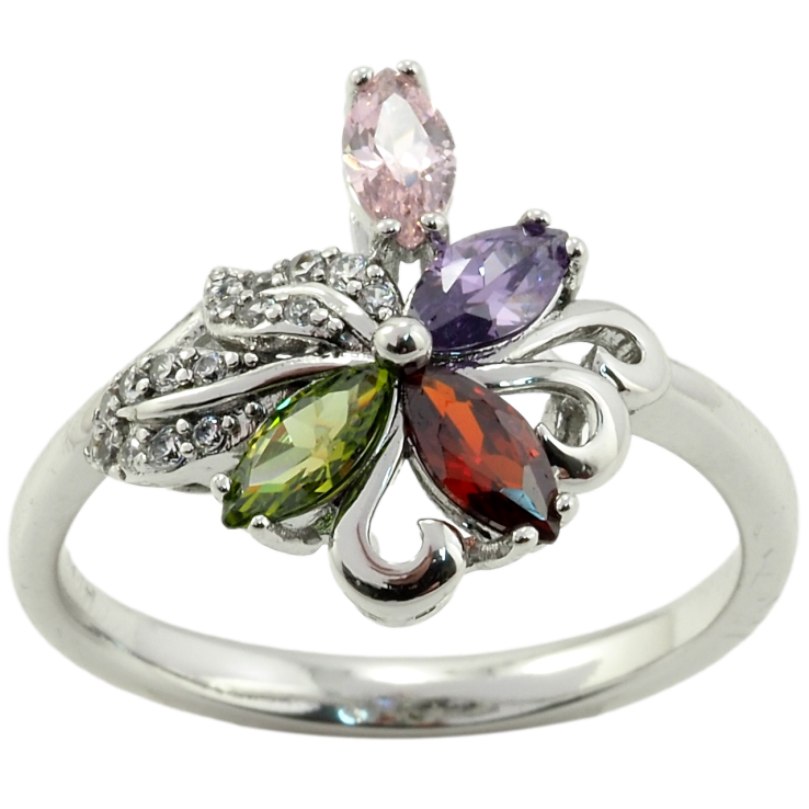 Каблучка Xuping Родій Квітка з кольоровими фіанітами фото №23 Каблучка Xuping Родій Квітка з кольоровими фіанітами фото №23