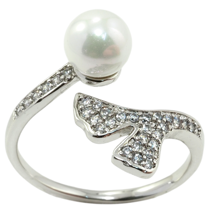 Каблучка Xuping Родій Листик з перлиною фото №6 Каблучка Xuping Родій Листик з перлиною фото №6