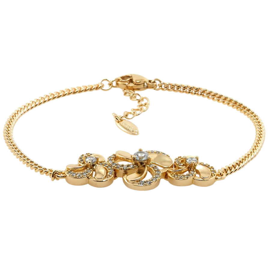 Браслет Xuping Позолота 18K Три цветка длина с доп.цепочкой 17.5-20,5см х 2мм фото №1