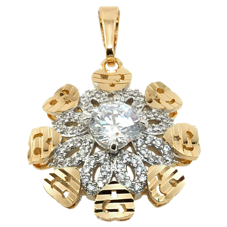 Кулон Xuping Позолота 18K + Родий Декоративный цветок с цирконием для цепочки до 5мм фото №1