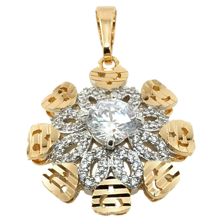 Кулон Xuping Позолота 18K + Родий Декоративный цветок с цирконием для цепочки до 5мм фото №1