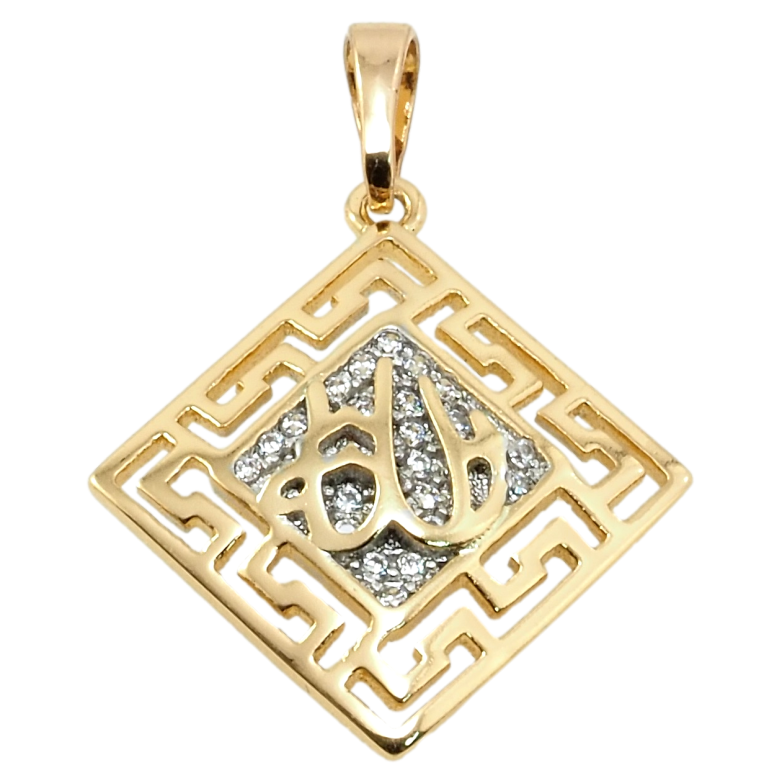 Кулон Xuping Позолота 18K + Родий Резной ромб с цирконием для цепочки до 5мм фото №1